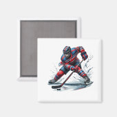 Hockey-Spieler-Magnet Magnet (Vorderseite/Rückseite)