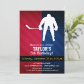 Hockey-Spieler; Rot, Weiß und Blau Einladung (Stehend Vorderseite)