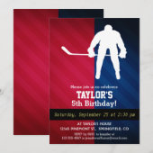 Hockey-Spieler; Rot, Weiß und Blau Einladung (Vorne/Hinten)