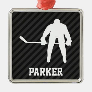 Hockey-Spieler; Schwarze u. dunkelgraue Streifen Silbernes Ornament