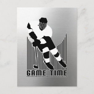 Hockey-Spieler-Silber-Metall-Vintage-Sport Postkarte