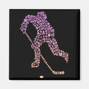 Hockey-Spieler-Symbol Hockey-Ausrüstung _ Mädchen- Magnet