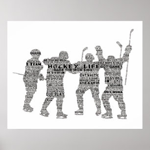 Hockey-Spieler-Team Trainer Motivierend Word Art P Poster