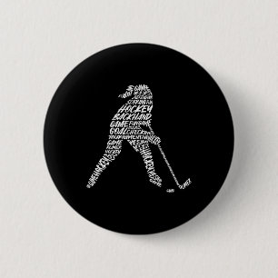 Hockey-Spieler-Typografie Kinder Frauen Mädchen Ei Button
