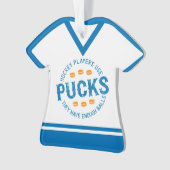 Hockey Spieler verwenden Pucks Holiday Ornament (Vorderseite)