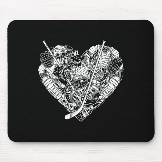 Hockey-Spielerausrüstung Herzform Liebe Mousepad (Vorne)