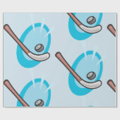 Hockey Sport Stick and Puck Wrapping Paper Geschenkpapier (Flach)