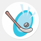 Hockey Sport Stick und Puck Classic Round Sticker (Vorderseite)