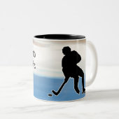 Hockey sport with Player Silhouette personalized Zweifarbige Tasse (VorderseiteRechts)