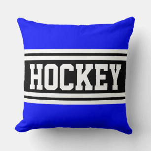 HOCKEY Sportlich Bold Königlich Blau Schwarz Weiß Kissen