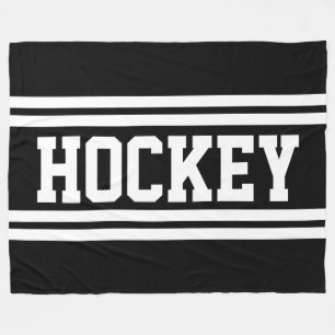 HOCKEY Sportlich Schwarz Weiß Athletik Rennstreife Fleecedecke