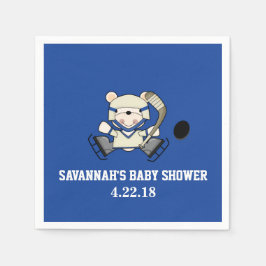 Hockey Sports Polar Bear Custom Party Napkin Serviette