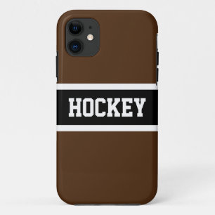 HOCKEY Sporty Dark Brown Schwarz-weiß Stripes Case-Mate iPhone Hülle