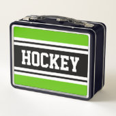 HOCKEY Sporty Schwarz-weiß Green Racing Streifen Metall Brotdose (Rückseite)