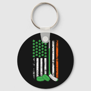 Hockey St Patricks Day Amerikanische Flagge Shamro Schlüsselanhänger