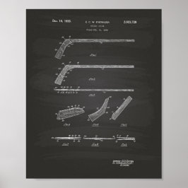 Hockey Stick 1935 Patentart - Chalkboard Poster