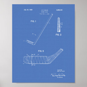Hockey Stick 1966 Patentzeichnung - Blaupause Poster