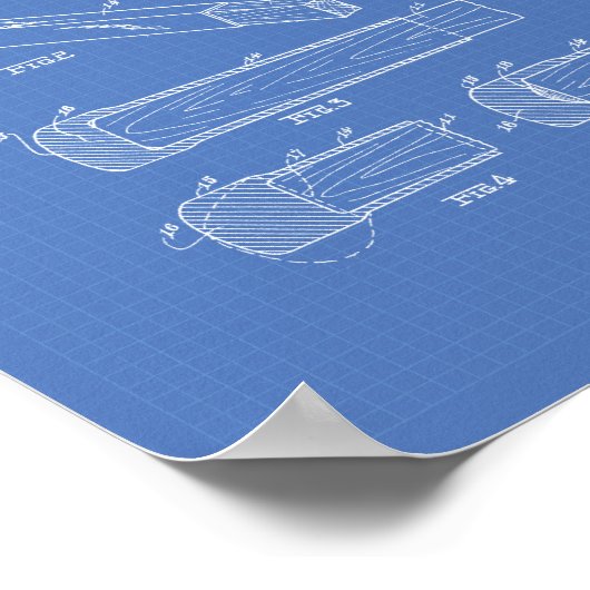 Hockey Stick End Buffer 1927 - Blueprint Poster (Ecke)