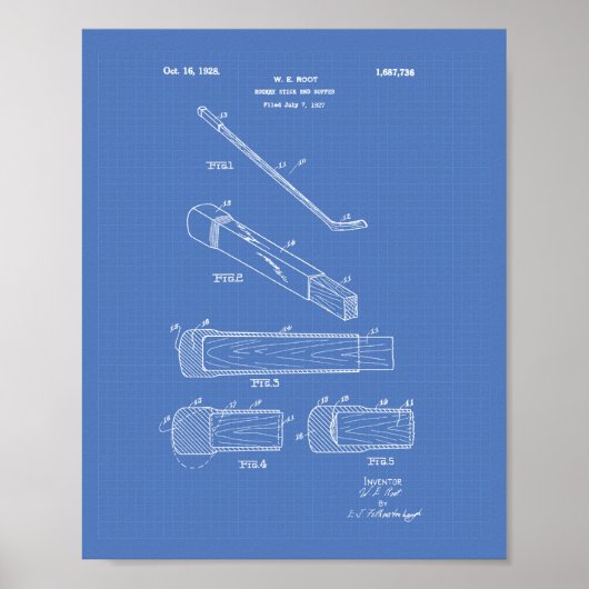 Hockey Stick End Buffer 1927 - Blueprint Poster (Vorne)