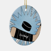 Hockey Stick Puck Design Keramik Ornament (Rechts)