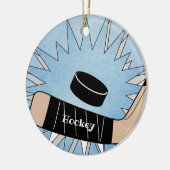 Hockey Stick Puck Design Keramik Ornament (Links)