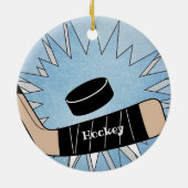 Hockey Stick Puck Design Keramik Ornament (Hinten)