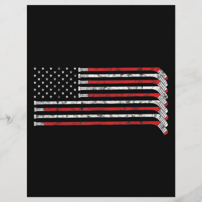 Hockey Stick USA Flag Flag Hockey Player Briefbogen (Vorderseite)