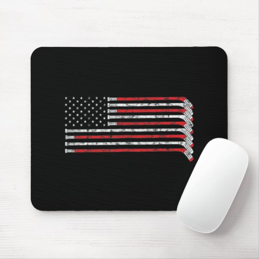 Hockey Stick USA Flag Flag Hockey Player Mousepad (Mit Mouse)