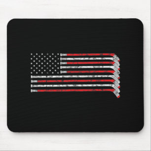 Hockey Stick USA Flag Flag Hockey Player Mousepad