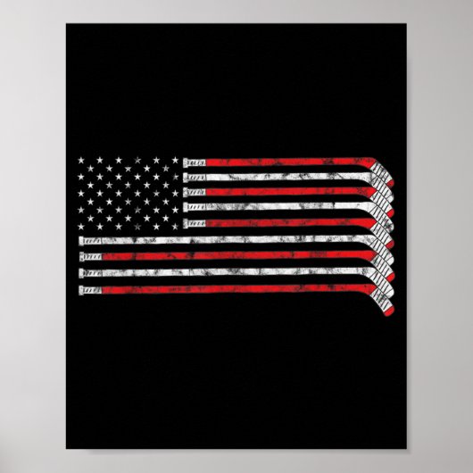 Hockey Stick USA Flag Flag Hockey Player Poster (Vorne)