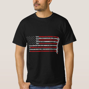 Hockey Stick USA Flag Flag Hockey Player T-Shirt