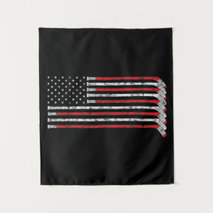 Hockey Stick USA Flag Flag Hockey Player Wandteppich