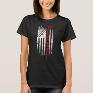 Hockey Stick USA Flag Sport Patriotic Eishockey T-Shirt