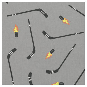 Hockey Sticks Flaming Pucks Sport Silbergrau Stoff