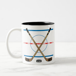 Hockey-Sticks und Center Ice Hockey Team Zweifarbige Tasse