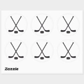 Hockey Sticks und Puck Runder Aufkleber (Blatt)