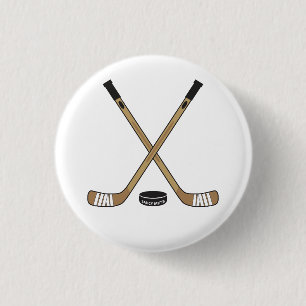 Hockey-Stöcke und Kobold Pinback Aufflackern Button