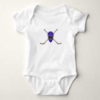 Hockey-Sturzhelm-u. Kreuz-Stöcke blau Baby Strampler