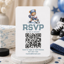 Hockey Teddy Bär Babyshower QR-Code RSVP  Anlage