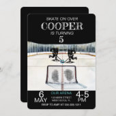 Hockey Theme Birthday Einladung (Vorne/Hinten)