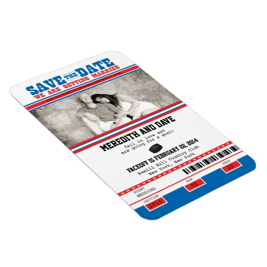 Hockey Ticket Foto Save the Date Magnet (Rechte Seite)