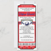 HOCKEY TICKET IN RED Bar Bat Mitzvah Einladung (Vorderseite)