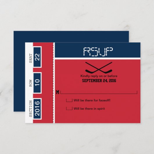 Hockey Ticket Wedding RSVP (Vorne/Hinten)