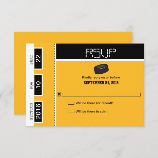 Hockey Ticket Wedding RSVP (Vorne/Hinten)