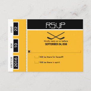Hockey Ticket Wedding RSVP Karte