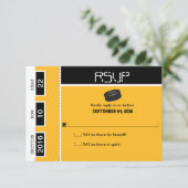Hockey Ticket Wedding RSVP Karte (Stehend Vorderseite)