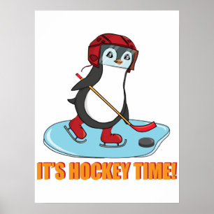 Hockey Time - Niedlicher Pinguin-Eishockey Poster