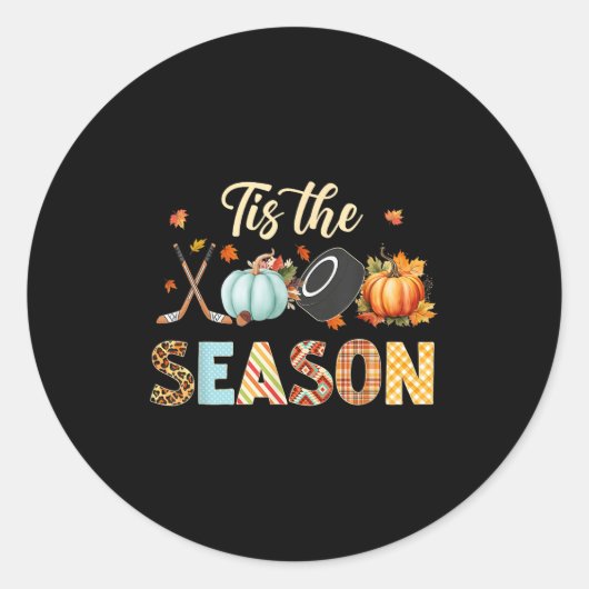Hockey Tis The Season Pumpkin Herbst Thanksgi Runder Aufkleber (Vorderseite)
