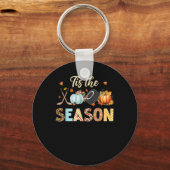 Hockey Tis The Season Pumpkin Herbst Thanksgi Schlüsselanhänger (Vorderseite)