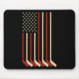 Hockey-Torhüter-Geschenk USA-Flagge Hockeyschläger Mousepad